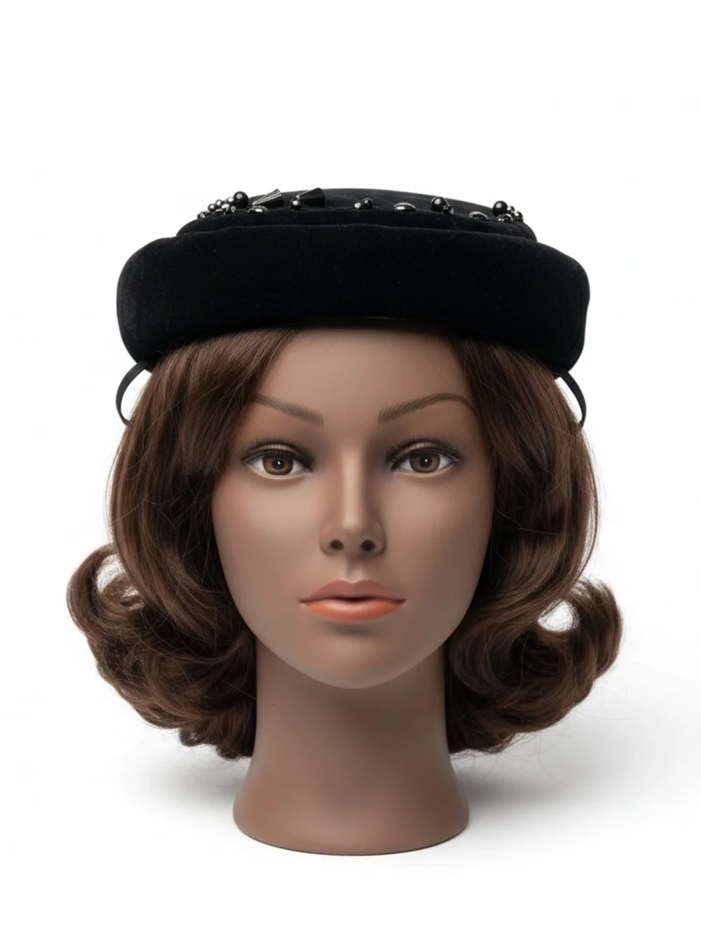 Christine Originals Vintage Pillbox Beaded Velvet Hat Classic Designer Style